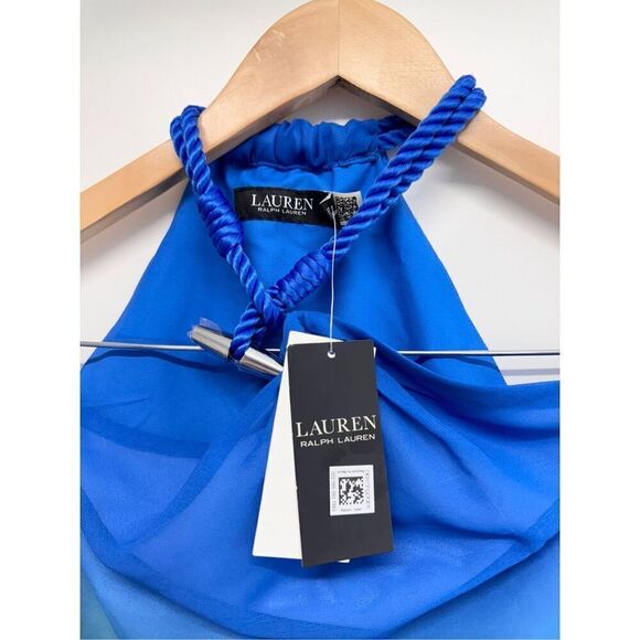 Lauren Ralph Lauren Halter Top Size Small Blue Green Ombre Sleeveless‎ Zip Up - Picture 11 of 14